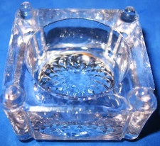 Square Footed Clear Glass Open Salt Cellar Salt Dip Unknown Pattern and Maker