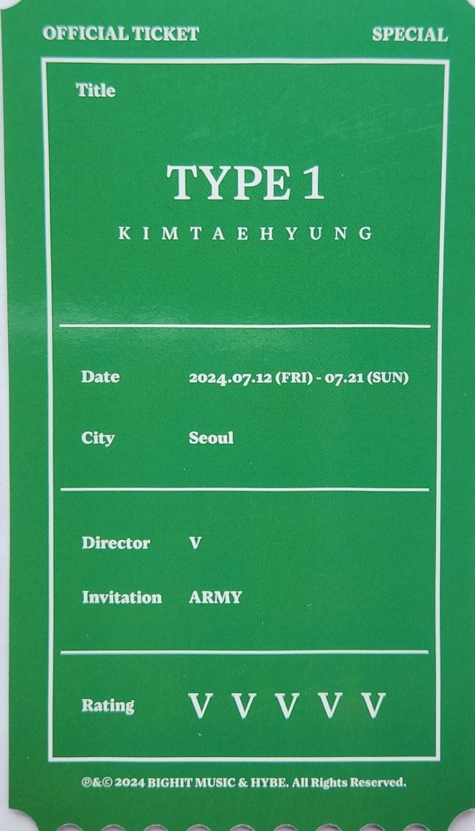 フォトチケット bts BTS テテ V TYPE1 写真展 購入特典 フォトチケット コンプセット