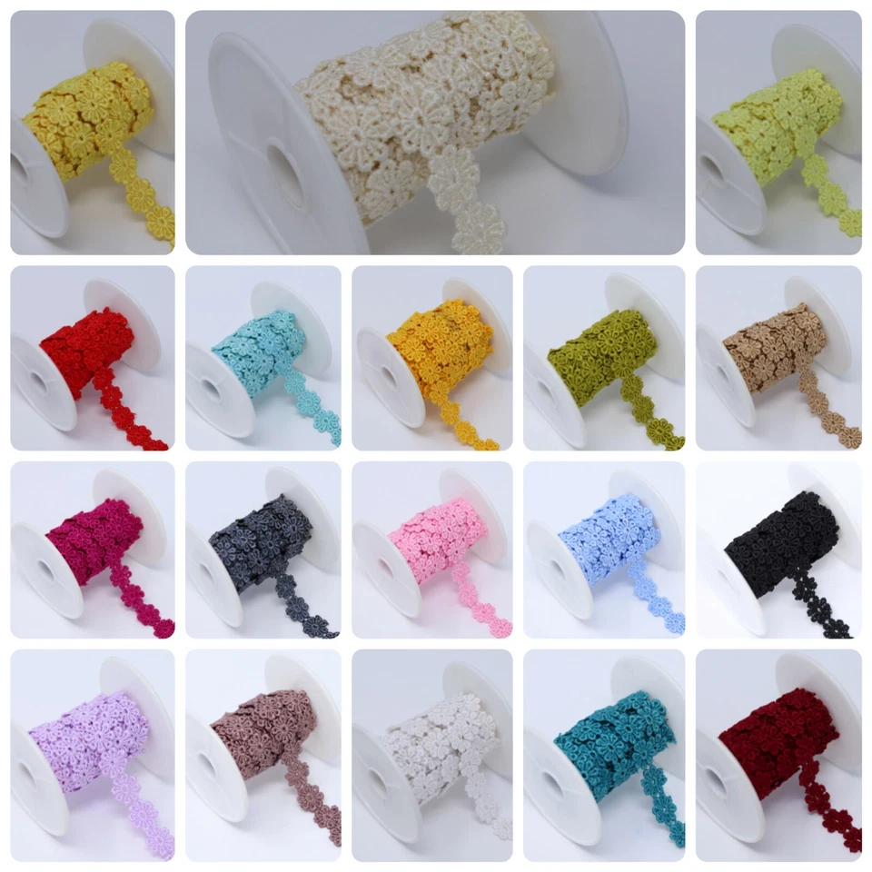 FCL 15MM Wide 2Y Beautiful Daisy Flower Lace, Ribbon Trim Sewing, Embellish