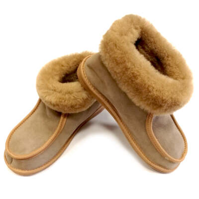 Echtes Lammfell Herren Lammfell Hausschuhe Feste Sohle Hausschuhe