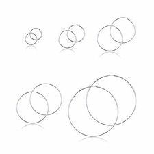 14K White Gold Endless Round Hoop Earrings 1.5mm 15-60mm - Plain Tube Women Men