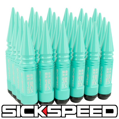 SICKSPEED 24 MINT GREEN SPIKED ALUMINUM EXTENDED 108MM 3PC LUG NUTS 12X1.5 L18