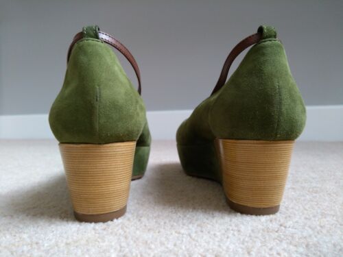 Tod's designer ballerina wedge heels espadrilles olive green suede sz. 35EU/2UK - Picture 3 of 5