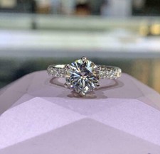 2Ct White Round Cut Women's Engagement Wedding Ring In Solid 925 Sterling Silver