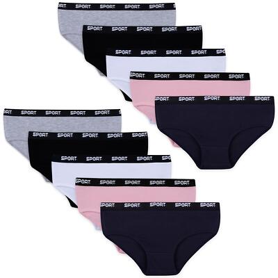 10 Mädchen Slips Unterhosen SPORT Unterwäsche Panty Kinder Baumwolle Hipster