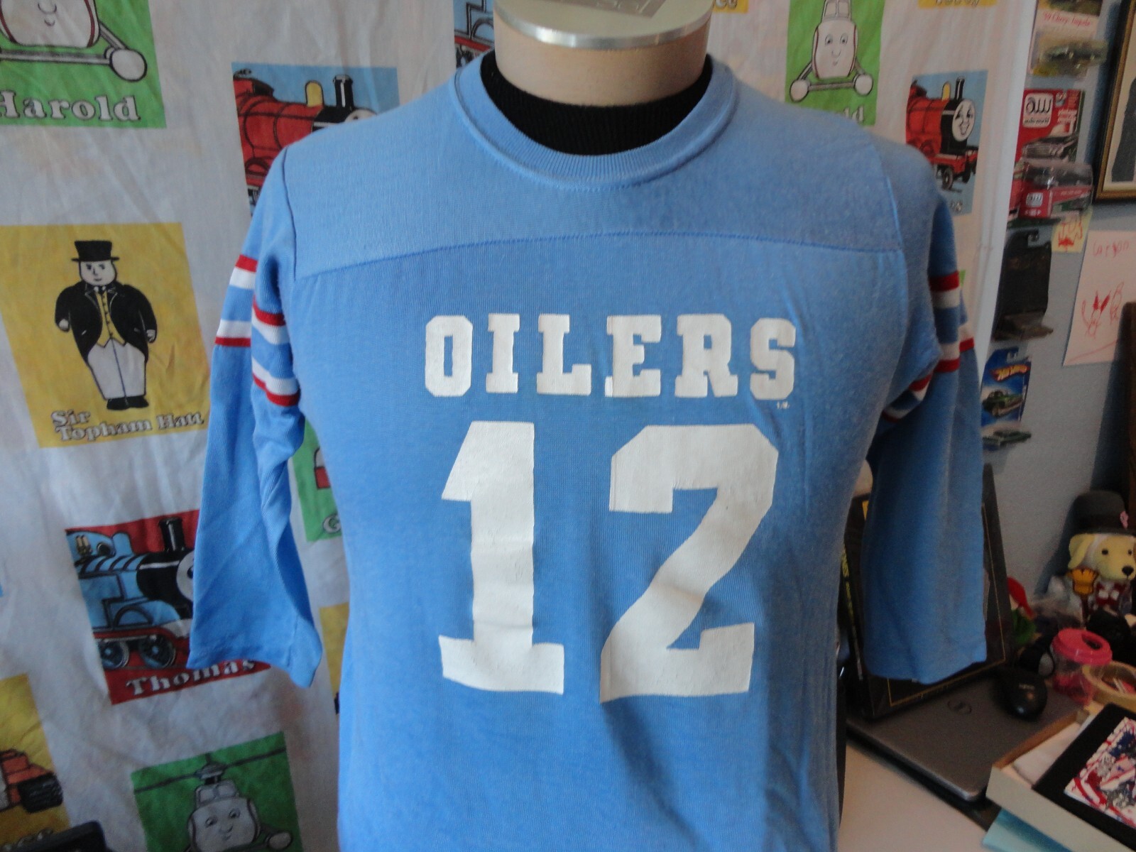 Vintage Medalist Sand Knit Houston Oilers #12 Ken Stabler Jersey Size Large  80s