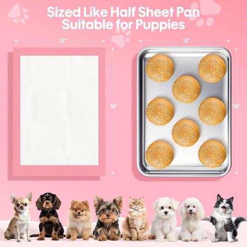 300 Pet Pads for Dogs Ultra-Absorbent Puppy Training Underpad Scented Pink Small - Picture 3 of 17