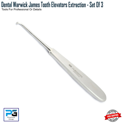 Warwick James Tooth Elevators Right, Left, Straight Extraction Tools Set of 3 - Picture 7 of 8