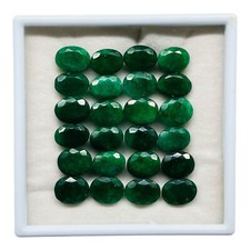 Natural Emerald 24 Pcs 13.5-14.5mm Stunning Green Ring Size Loose Gemstones Lot
