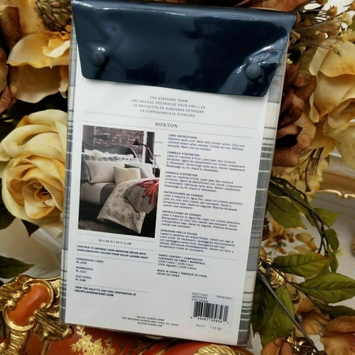 Ralph Lauren Hoxton Jackson Cream Gray 100% Cotton One (1) Standard Sham - Picture 7 of 9