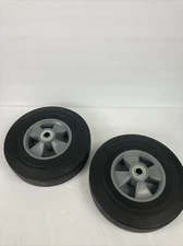 2-Pack 10''x2'' Flat Free Solid Rubber Replacement Tires with 5/8” Axles NEW