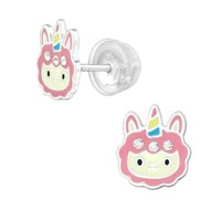 1 Paar Ohrringe Ohrstecker 925 Sterling Silber Lama-Einhorn Mit Kristallen