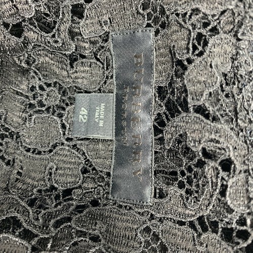 BURBERRY PRORSUM Misura 6 Nero Poliestere Guipure Nascosto Apertura Top Vestito - Foto 6 di 6