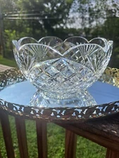 Vintage TIPPERARY Crystal Clear Hand-Made Scalloped Edge Dish Bowl-Ireland