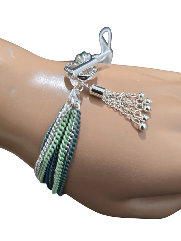 Pulsera Vera Bradley Mujer Colorida Cadena Verde Multi Palanca Nueva con Etiquetas Foto 3 de 4