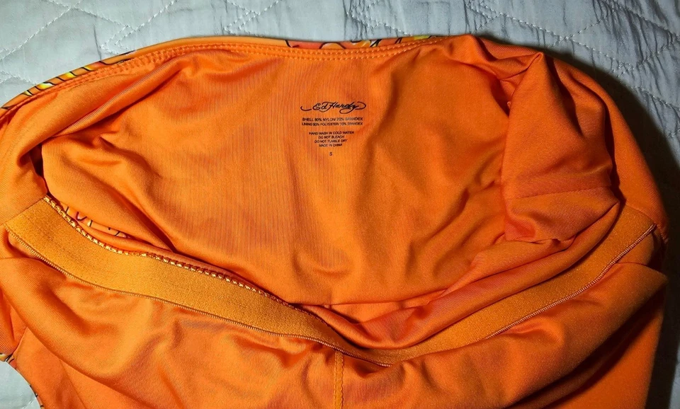 Ed Hardy Orange Firebird Phoenix One Piece Swim Suit Bathing Suit Size Small S - Image 4 of 4