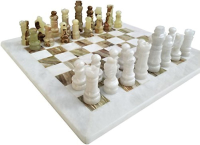 Elegant White & Green Onyx Marble Chess Set - Perfect Home Décor Gift