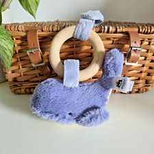 Jellycat Wooden Wilbur Whale Teething Ring - Small Whale Rattle Teether Toy Baby