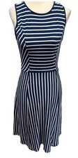 Banana Republic Blue & White Striped Stretch Fit & Flare Dress – Size 2