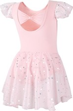 DIPUG Girls Ballet Leotards Toddler Shiny Dance Leotard 4-6 Years, Pink