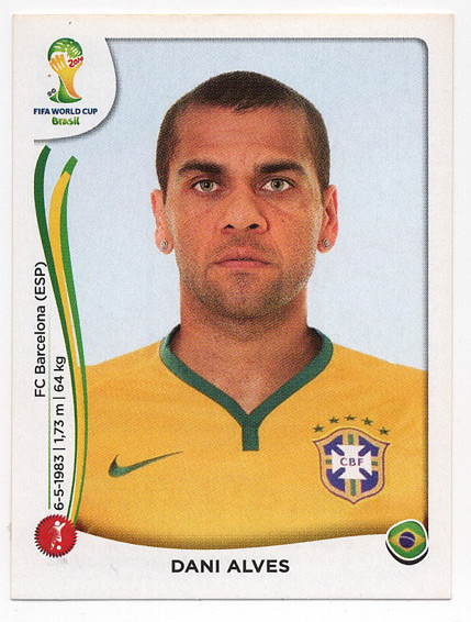 #37 Dani Alves Panini FIFA World Cup Brazil 2014 Sticker