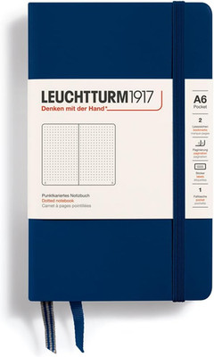 Notebook Hardcover Pocket A6-187 Numbered Pages for Writing and Journaling (Navy
