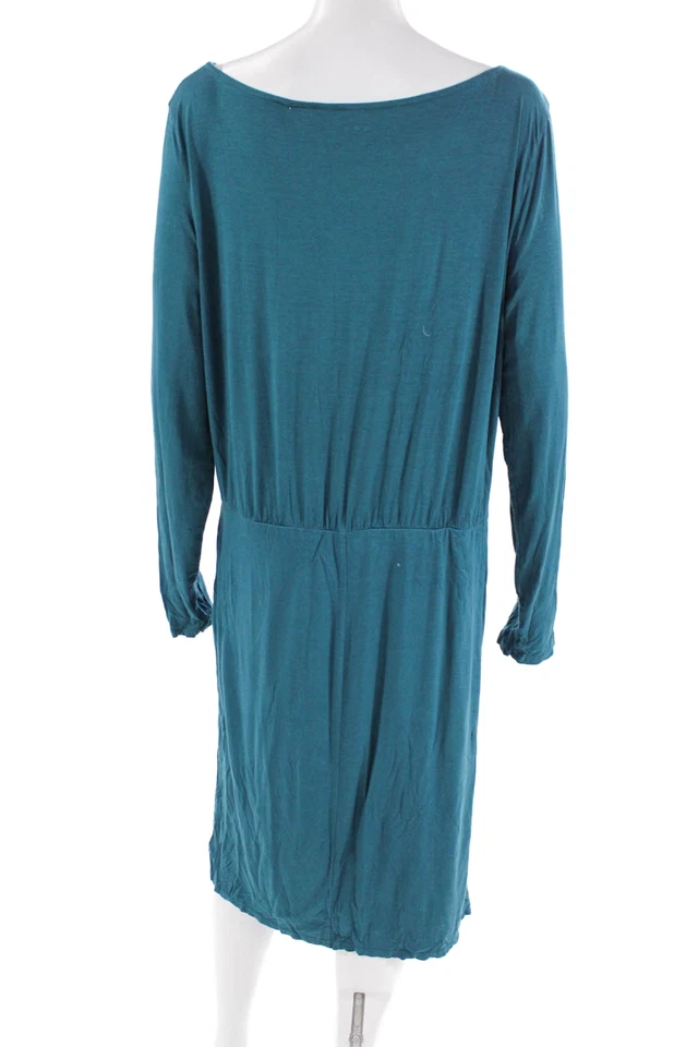 Mini vestido azul manga larga cuello redondo elástico Three Dots para mujer talla 2XL Foto 3 de 4