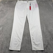 REDVANLY Kent Trouser Mens Large White Golf 4-Way Stretch Athletic NWT