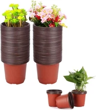 100 Pcs 3.5 Inch Plastic Seedlings Plants,Nursery Pots,Seed Starting Pot for Suc