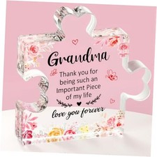 Gifts Grandma Birthday Gifts, Engraved Acrylic Block Piece Plaque for Grandma