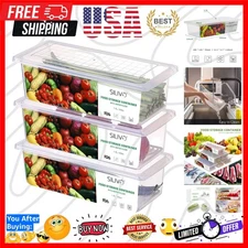 Fruit Storage Containers for Fridge 3 Pack - 1.5L Produce Saver Containers fo...