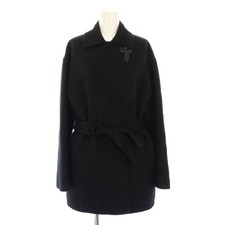 HERMES Cashmere Double Face Coat Black Size 36 Women