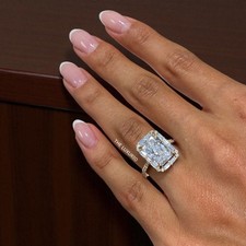 Diamentowy pierścionek zaręczynowy 4,38 ct IGI Lab uprawiany promieniście cięty lite 14k żółte złoto