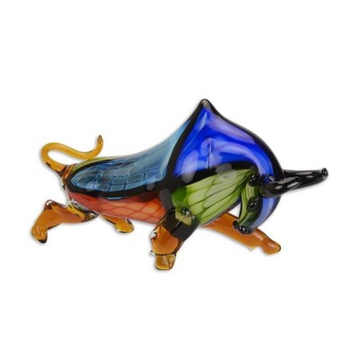 Glasfigur Stier, Stierfigur, Murano-Stil, A MURANO STYLE GLASS FIGURINE OF A ...
