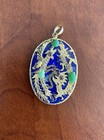 Vintage Chinese 14K Yellow Gold Lapis Lazuli Dragon Drop Pendant with Gemstones