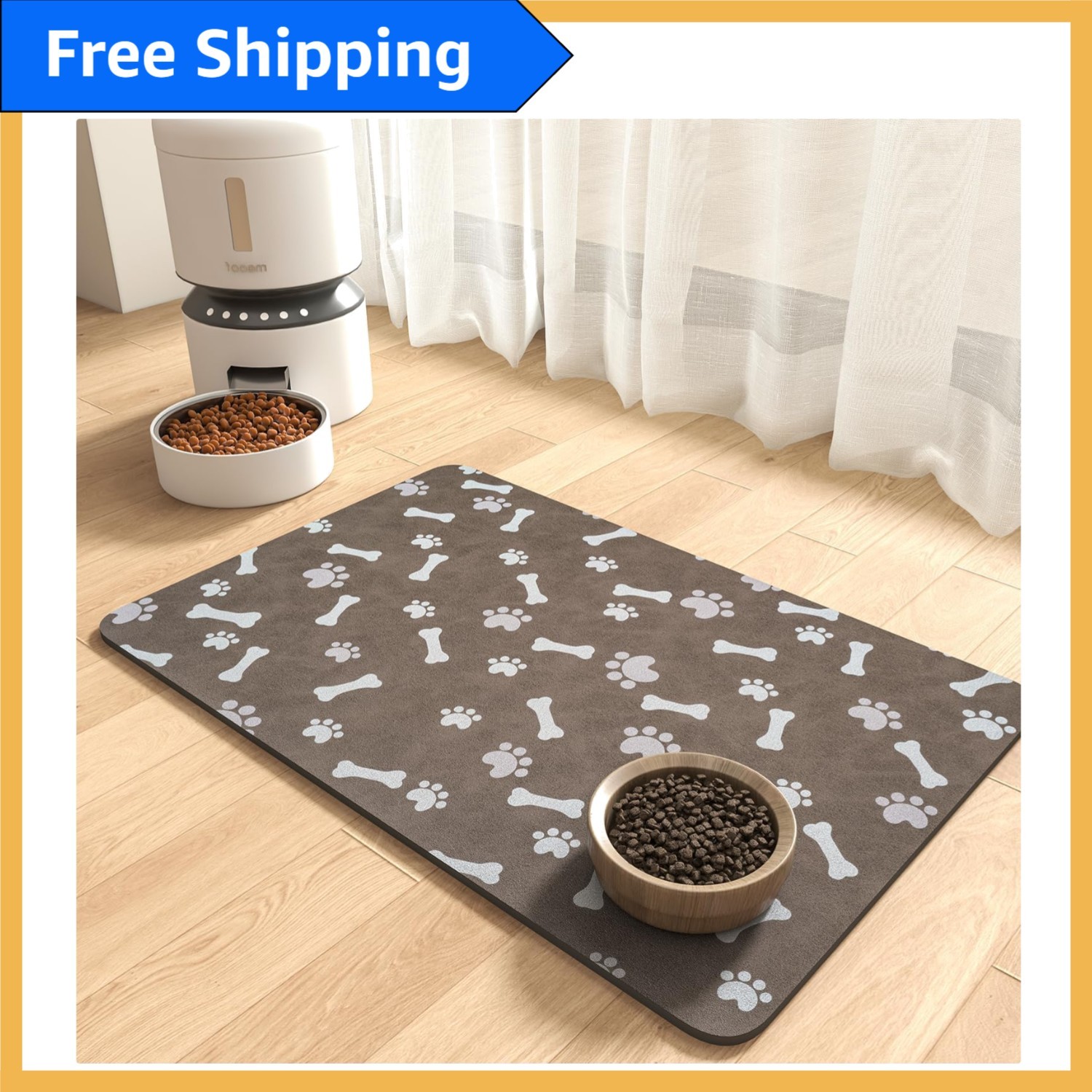 Mat - Absorbent, Easy Clean, 12"x19" Brown Design
