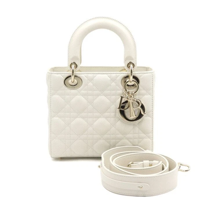 Petit sac fourre tout Dior matelassé Latte Lady doré avec bandoulière   MY ABC