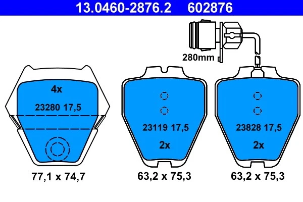 BRAKE PAD SET DISC BRAKE 13.0460-2876.2 FOR AUDI A8/S8 AKE/AFB/AKN 2.5L 6cyl A8 - Image 2 of 4