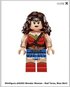 Lego Super Heroes 76075 Wonder Woman Red Torso Blue Skirt sh0393 Minifigure NEW