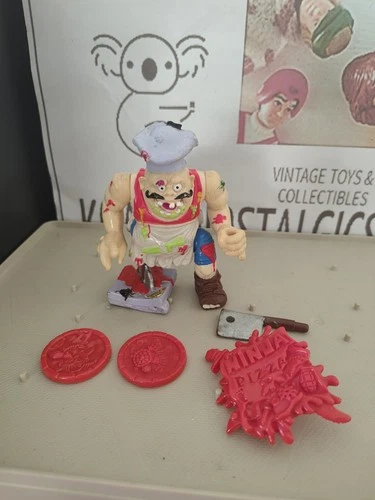 Vintage TMNT Ninja Turtles Figure Pizza Face 1990 Complete Green Knife Variant