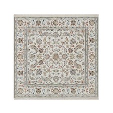 6'3"x6'3" Ivory Wool & Silk Nain Flower Design Hand Knotted Square Rug 92552