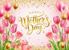 7x5FT Happy Mothers Day Backdrop, Pink Flower, Photography, cp-643, Studio