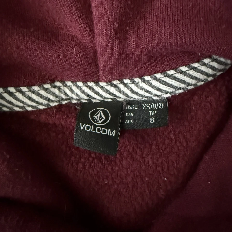 Volcom Men Hooded Sweater Red Long Sleeve Drawstring Pocket Pullover Logo Sz XS - Image 2 of 4