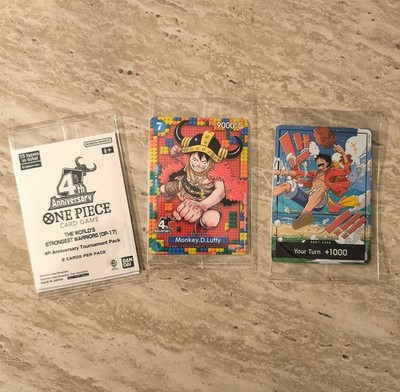 One Piece OP17 Pre Release 4th Anniversary Promo Card Set Lego Luffy Don Pack !!