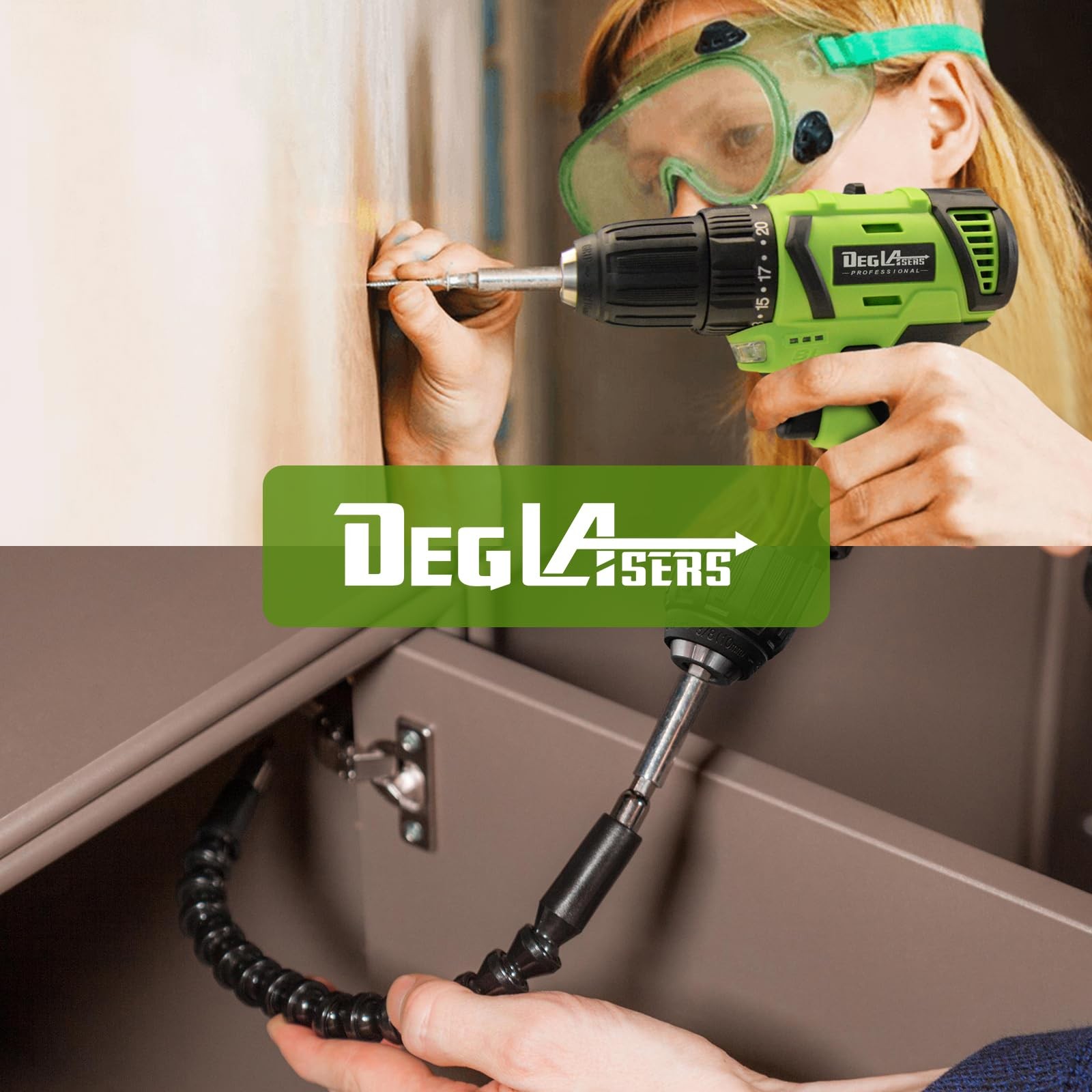 16.8V Cordless Drill, Electric Power Drill with Battery and Charger, 3/8&rdquo;Keyl...