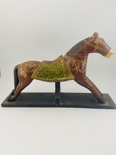 Vintage Indian Hand Carved / Painted Wooden Horse Folk Art Rustic