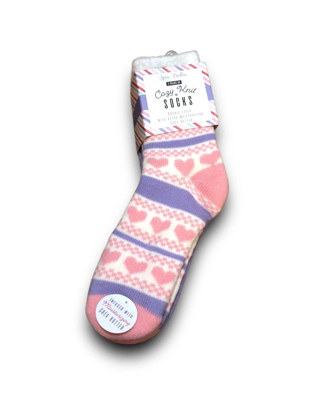 Spa Bella Women's Cozy Knit Double Layer Shea Butter Infused Socks (2 Pairs)