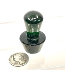 Vintage Glass Dark Emerald Green Bottle STOPPER ONLY Decanter jar apothecary