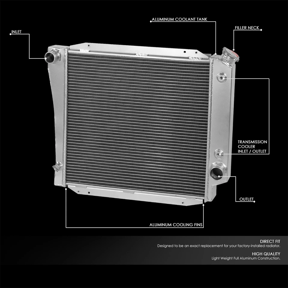 FOR 66-77 BRONCO WAGON/ROADSTER 5.0L 302 V8 3-ROW FULL ALUMINUM RACING RADIATOR - Image 2 of 4