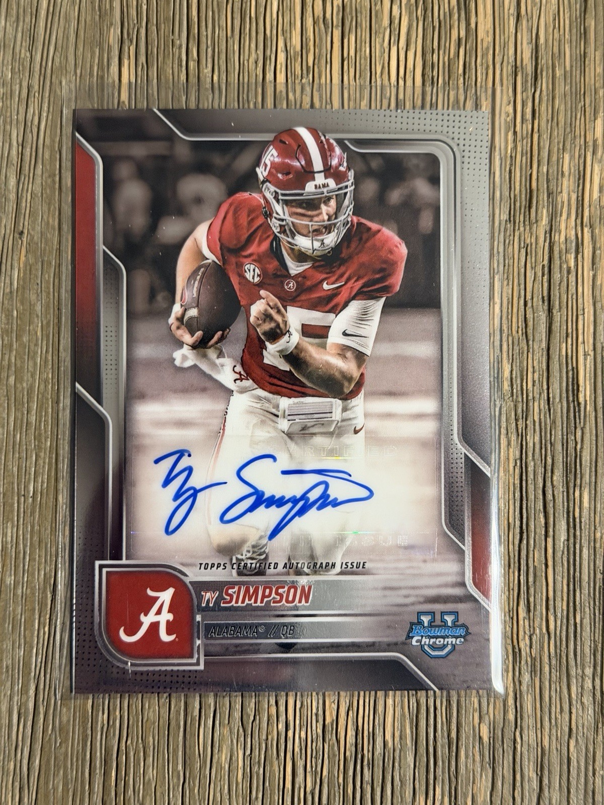 Ty Simpson 2025 Bowman U Chrome Prospect Base Auto Alabama QB #BCA-TS